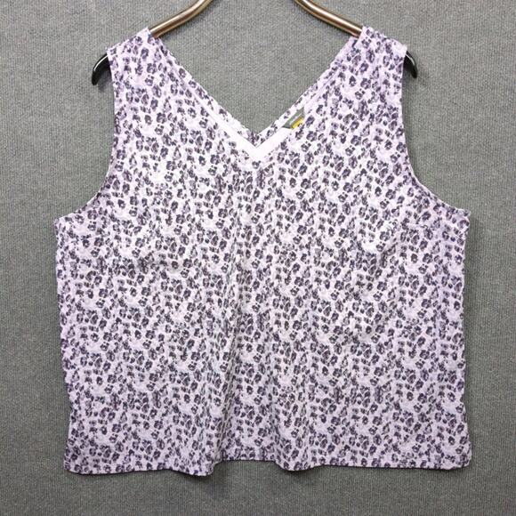 Eddie Bauer Travex Tank Top Women 2XL Stretch Lilac Leopard V Neck Performance - Picture 1 of 10
